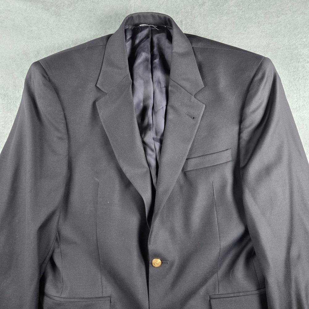 Jos. A. Bank Blazer Mens 39R Navy Blue Wool Gold Crest Buttons Signature